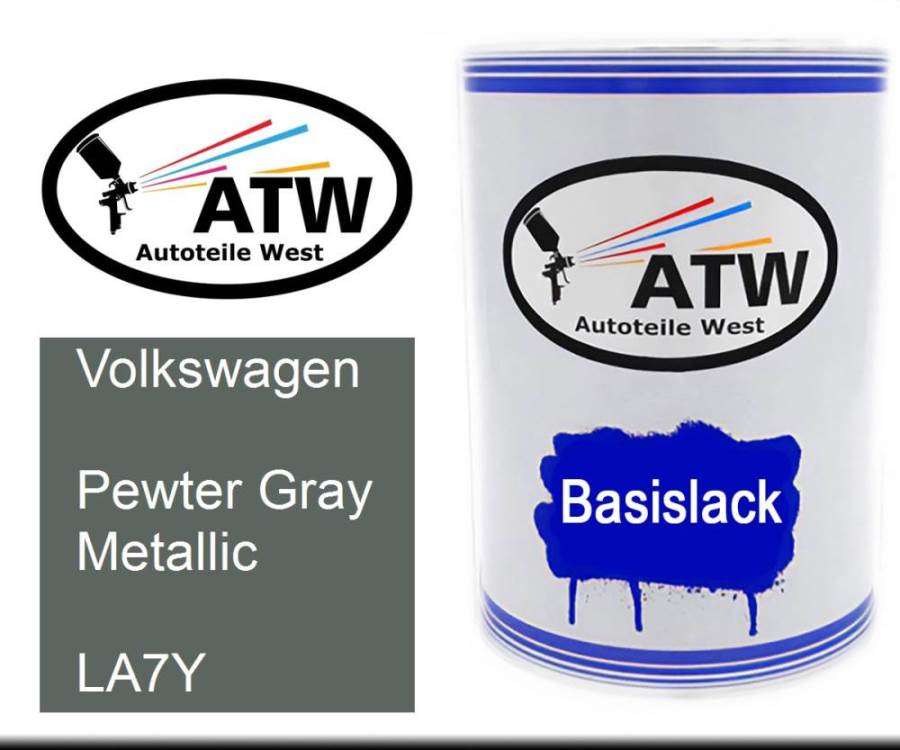 Volkswagen, Pewter Gray Metallic, LA7Y: 500ml Lackdose, von ATW Autoteile West.